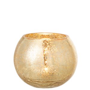 Photophore Boule Craquelé Doré Allume