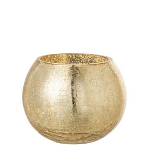 Photophore Boule Craquelé Doré